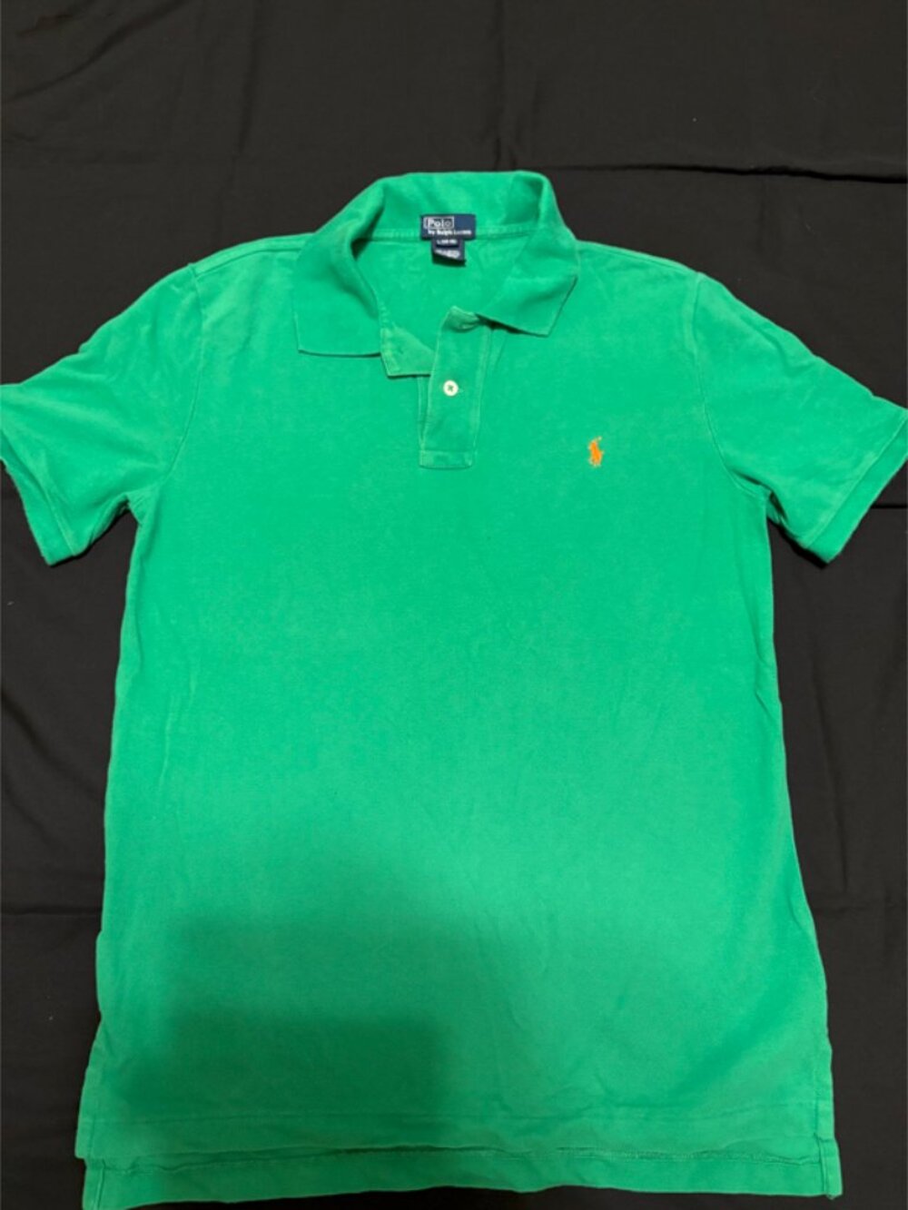 Boys Polo Ralph Lauren Solid Emerald Green Short Sleeve Shirt Size Large (14-16)